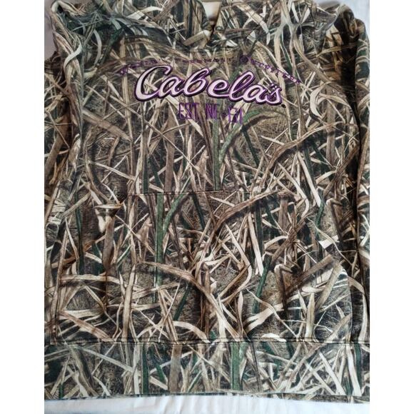 Cabela's Womens 2XL Camo Hoodie Sweatshirt Mossy Oak Duck Hunting Cattails - Picture 3 of 10